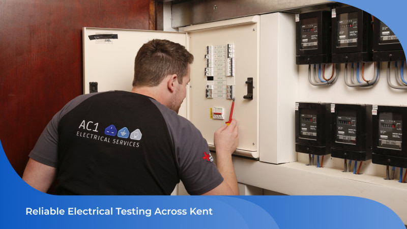 Certified electrician inspecting a distribution board to ensure electrical safety and compliance